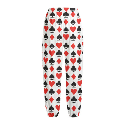 Playing Card Symbols Pattern Print Fleece Lined Knit Pants
