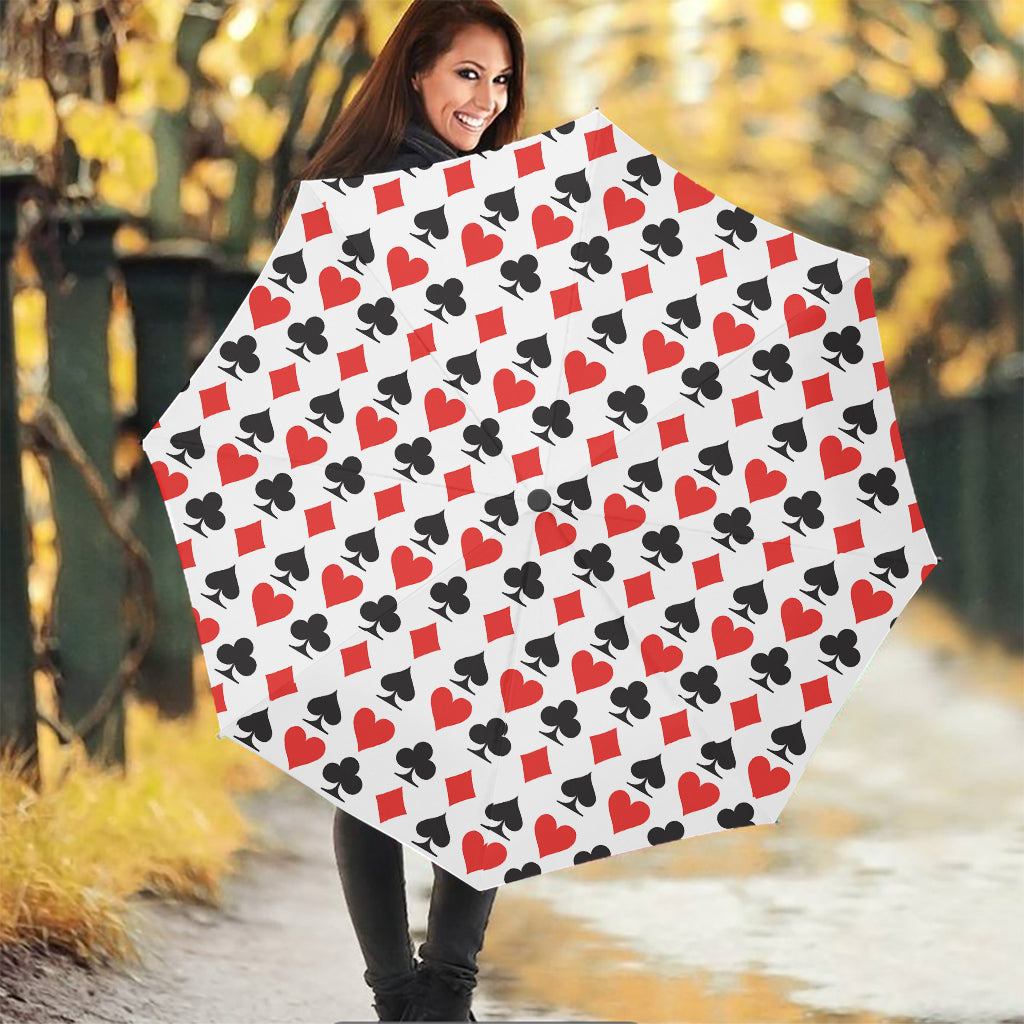 Playing Card Symbols Pattern Print Foldable Umbrella