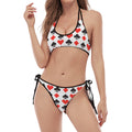 Playing Card Symbols Pattern Print Halter Scoop Tie Side Bikini