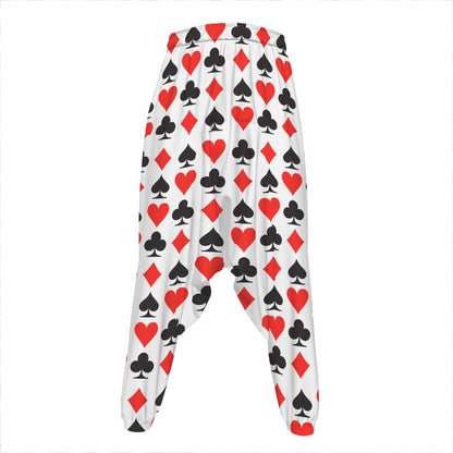 Playing Card Symbols Pattern Print Hammer Pants