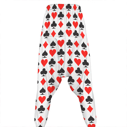 Playing Card Symbols Pattern Print Hammer Pants