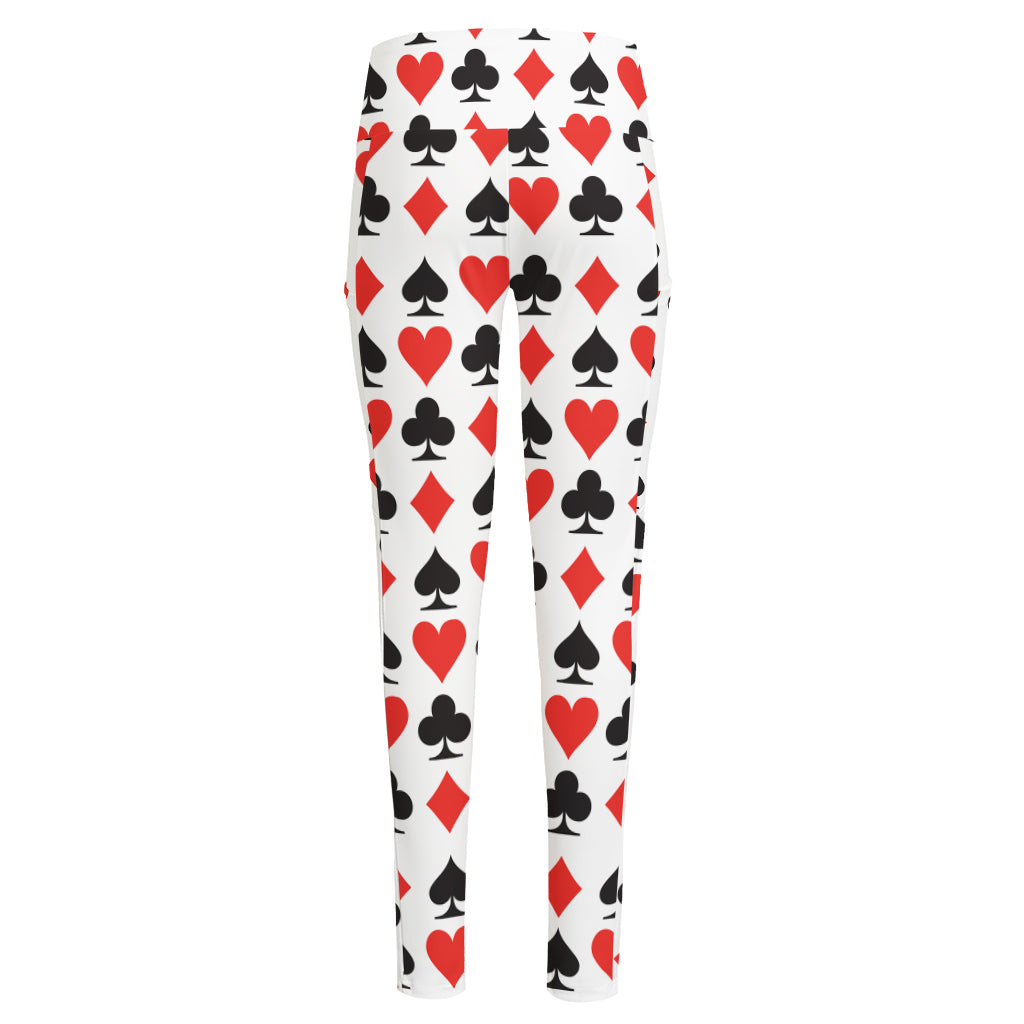 Playing Card Symbols Pattern Print High-Waisted Pocket Leggings