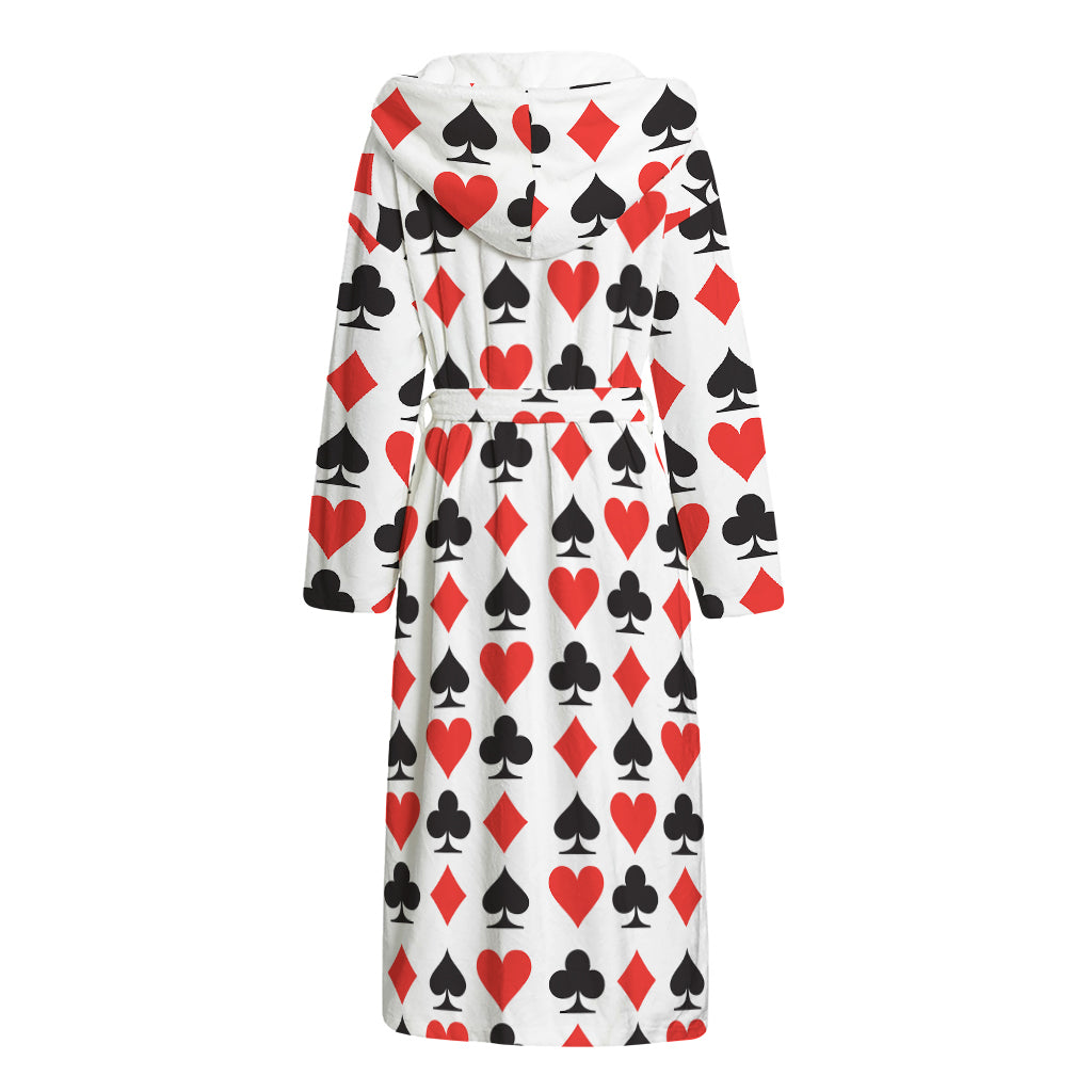Playing Card Symbols Pattern Print Hooded Bathrobe