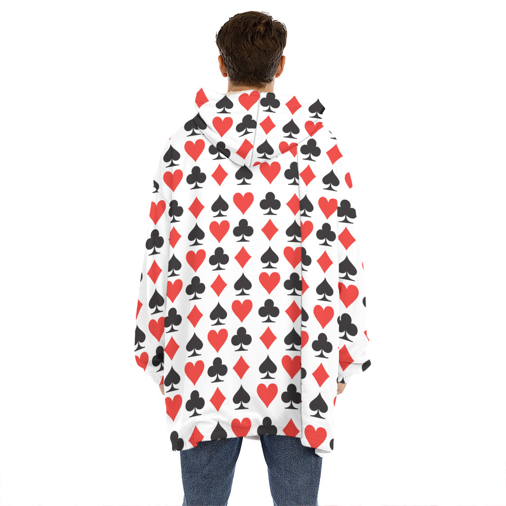 Playing Card Symbols Pattern Print Hoodie Blanket