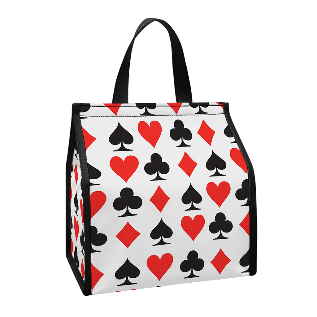 Playing Card Symbols Pattern Print Insulated Lunch Tote