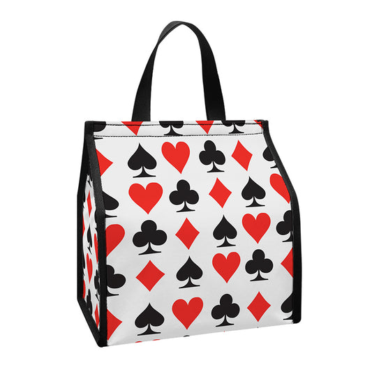 Playing Card Symbols Pattern Print Insulated Lunch Tote