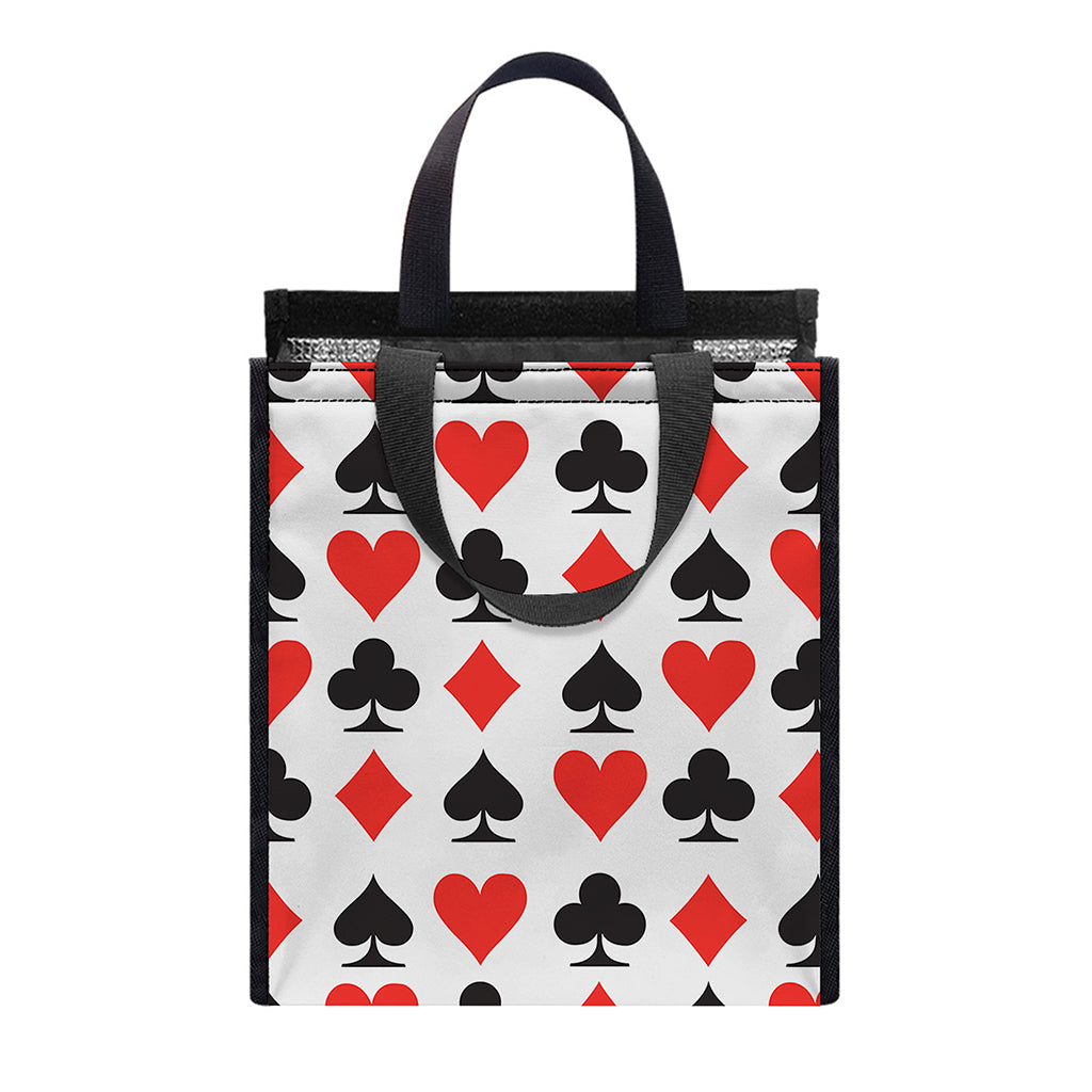 Playing Card Symbols Pattern Print Insulated Lunch Tote