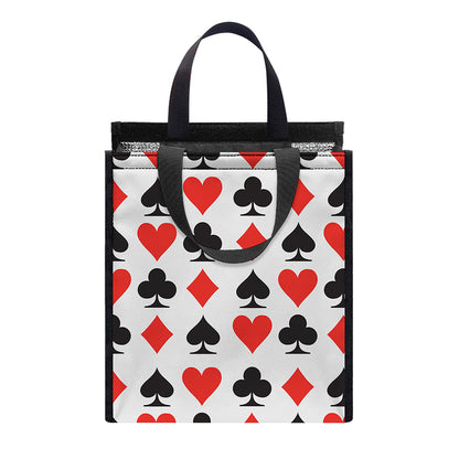 Playing Card Symbols Pattern Print Insulated Lunch Tote