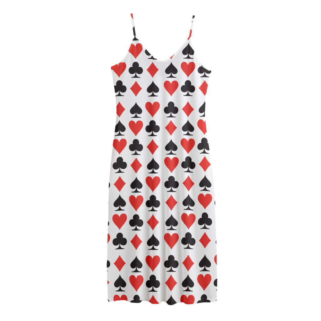 Playing Card Symbols Pattern Print Jersey Midi Cami Dress