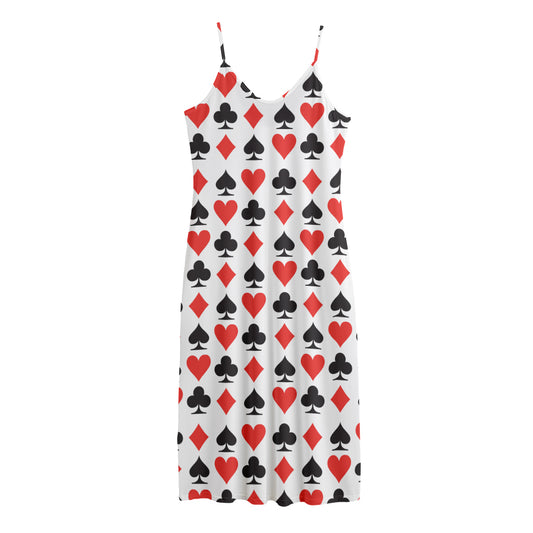 Playing Card Symbols Pattern Print Jersey Midi Cami Dress