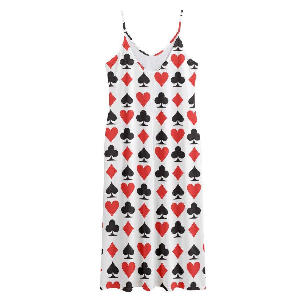 Playing Card Symbols Pattern Print Jersey Midi Cami Dress