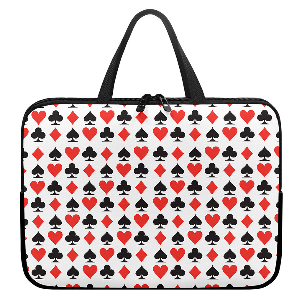 Playing Card Symbols Pattern Print Laptop Sleeve With Handle
