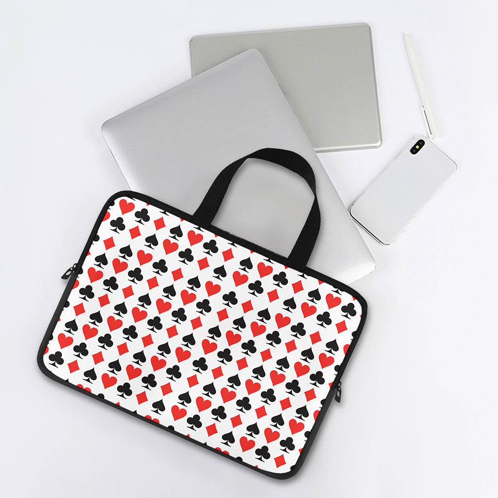 Playing Card Symbols Pattern Print Laptop Sleeve With Handle