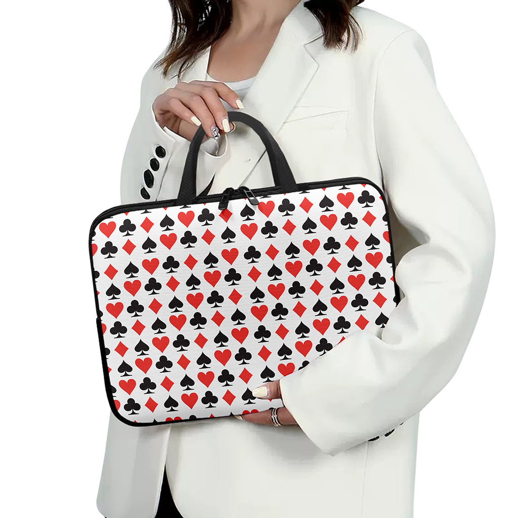 Playing Card Symbols Pattern Print Laptop Sleeve With Handle