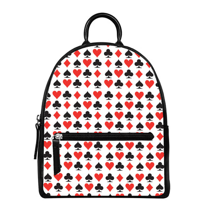 Playing Card Symbols Pattern Print Leather Backpack