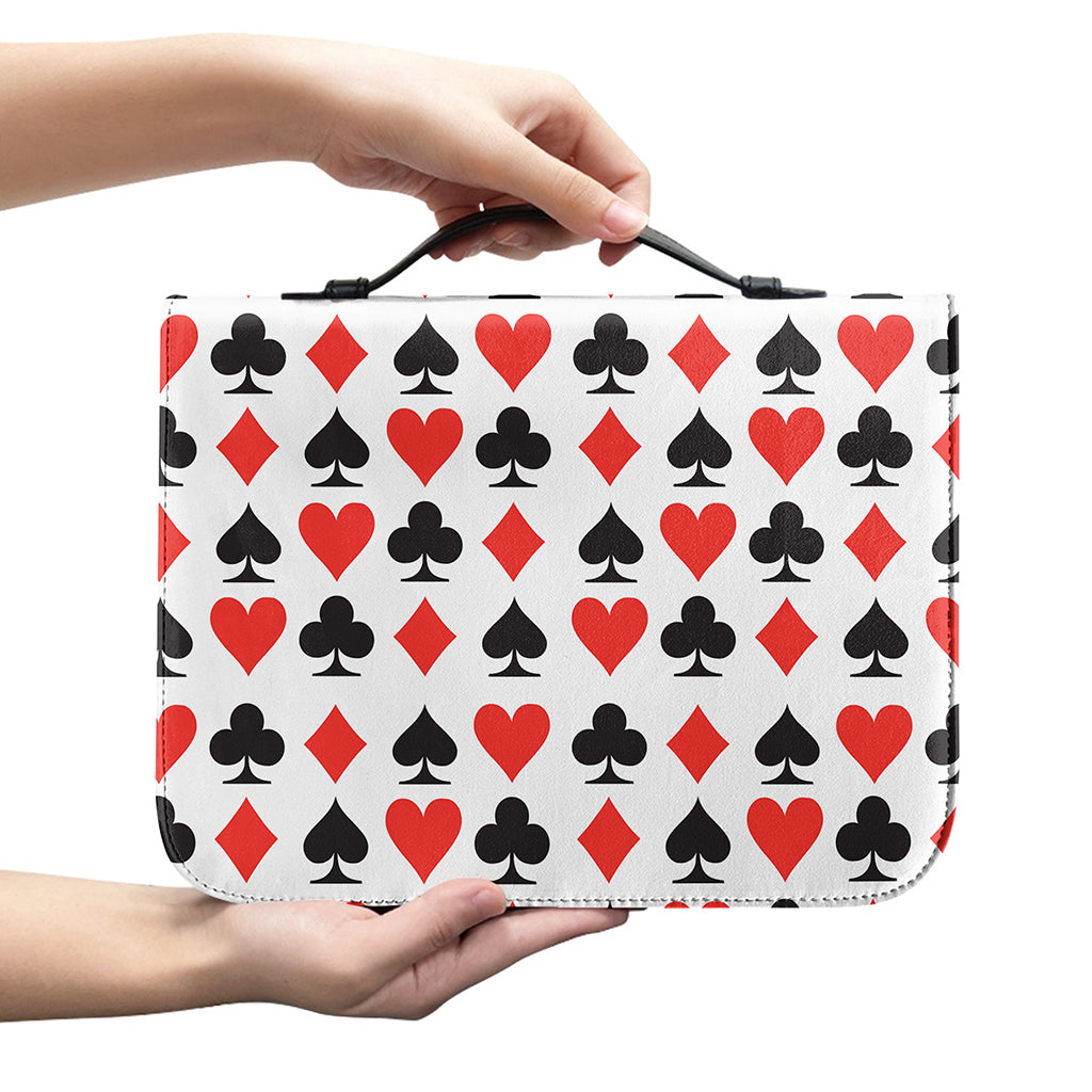 Playing Card Symbols Pattern Print Leather Bible Cover