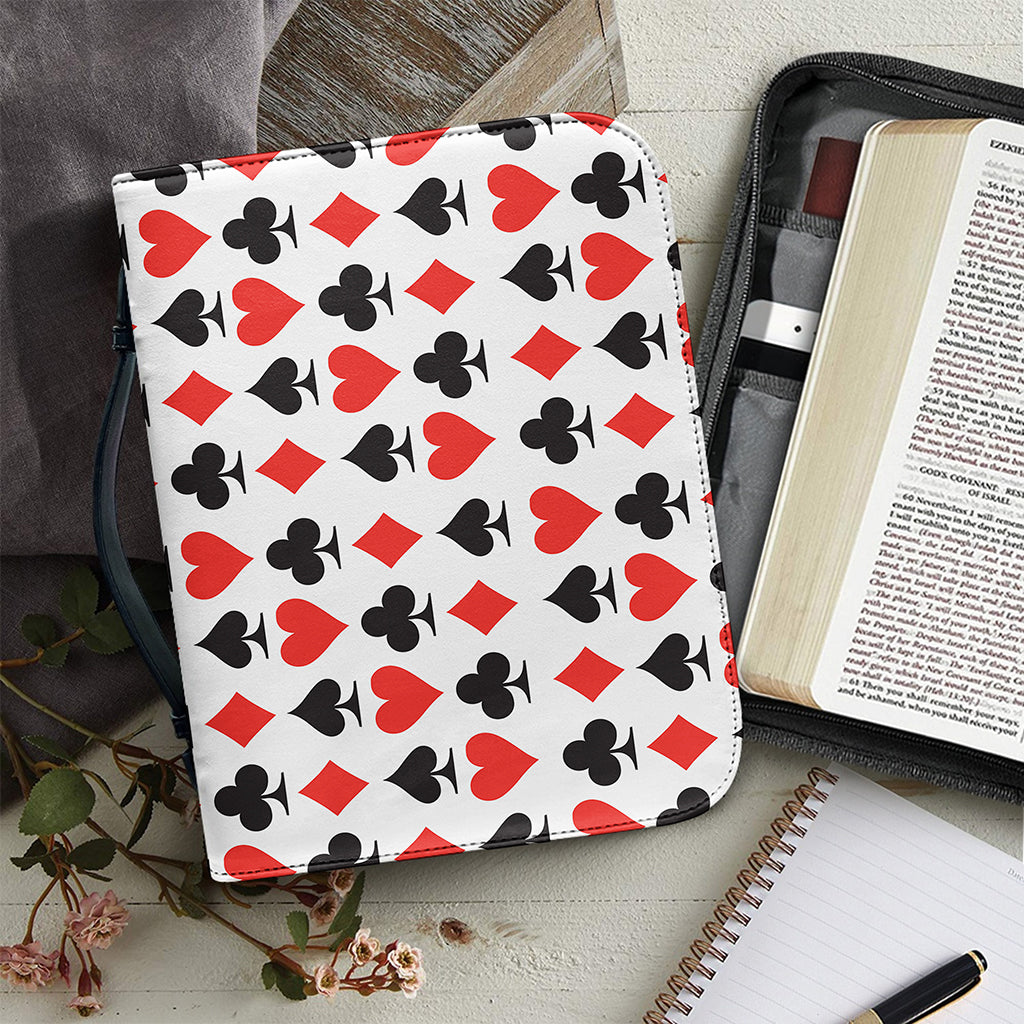 Playing Card Symbols Pattern Print Leather Bible Cover