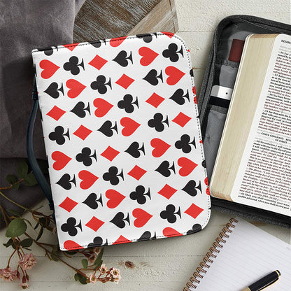 Playing Card Symbols Pattern Print Leather Bible Cover