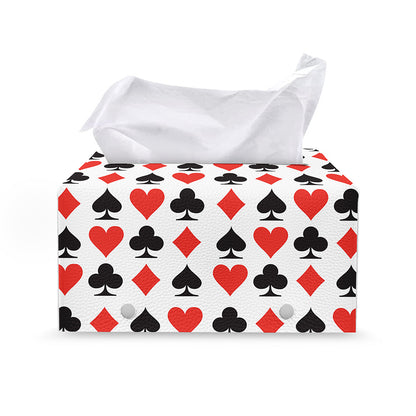 Playing Card Symbols Pattern Print Leather Tissue Box Cover