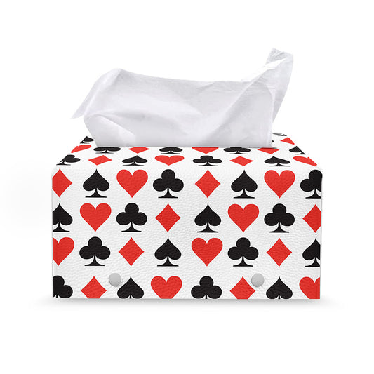 Playing Card Symbols Pattern Print Leather Tissue Box Cover