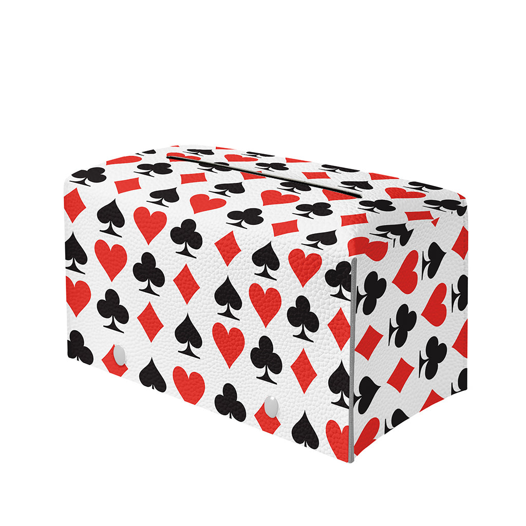 Playing Card Symbols Pattern Print Leather Tissue Box Cover