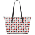 Playing Card Symbols Pattern Print Leather Tote Bag With Zipper
