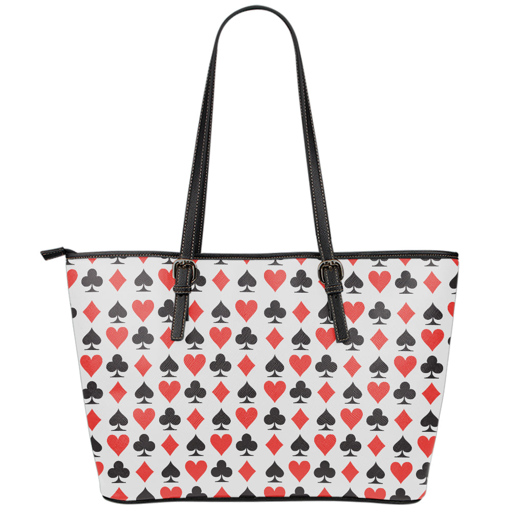 Playing Card Symbols Pattern Print Leather Tote Bag