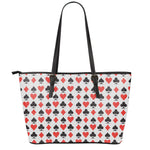 Playing Card Symbols Pattern Print Leather Tote Bag