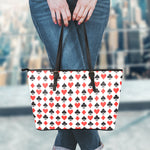 Playing Card Symbols Pattern Print Leather Tote Bag