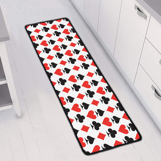 Playing Card Symbols Pattern Print Long Kitchen Mat