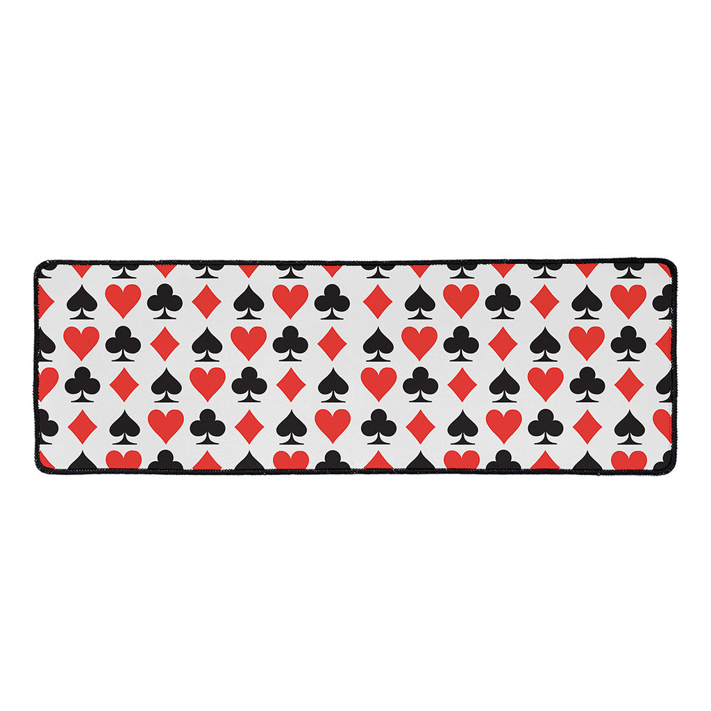 Playing Card Symbols Pattern Print Long Kitchen Mat