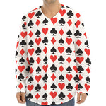 Playing Card Symbols Pattern Print Long Sleeve Baseball Jersey