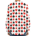 Playing Card Symbols Pattern Print Long Sleeve Baseball Jersey