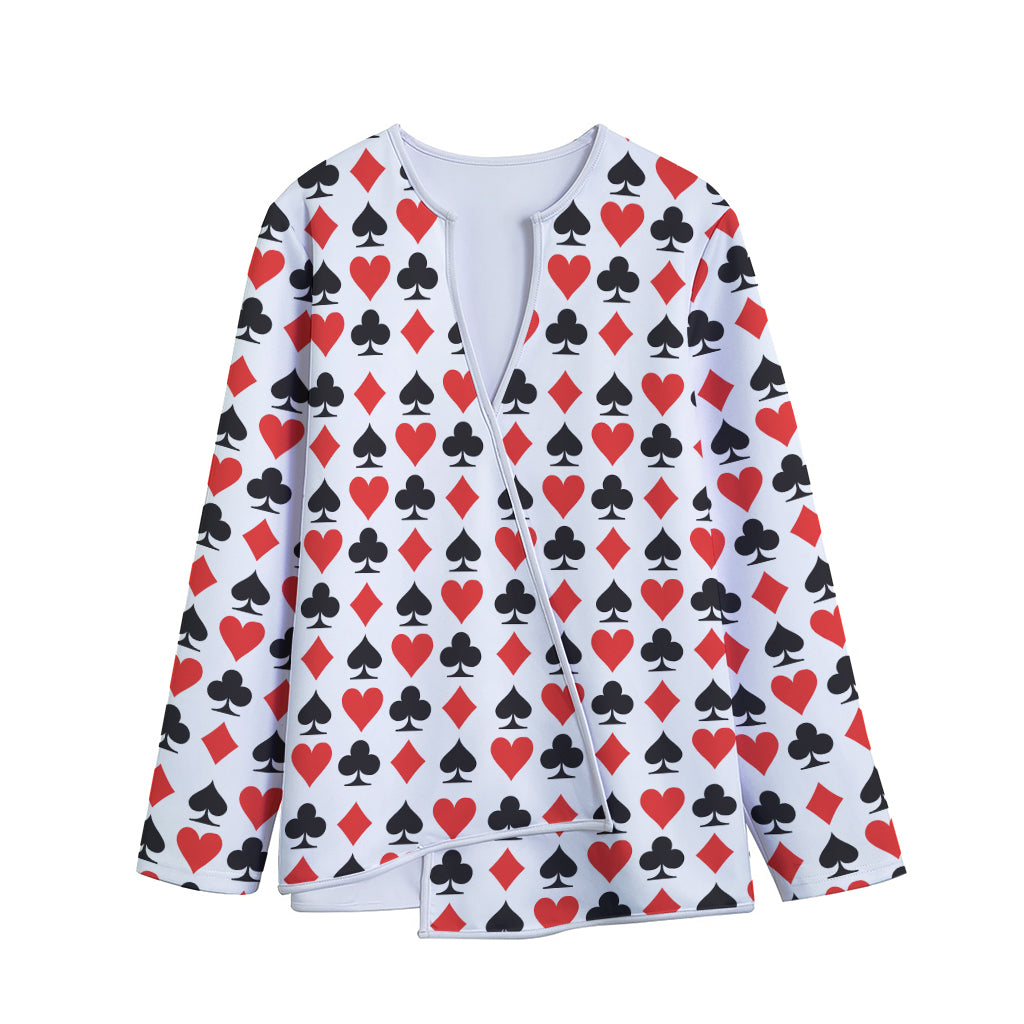 Playing Card Symbols Pattern Print Long Sleeve Short Coat