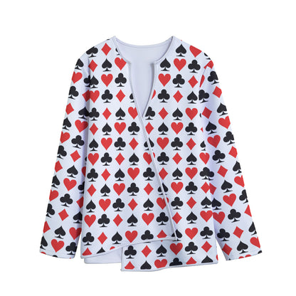 Playing Card Symbols Pattern Print Long Sleeve Short Coat