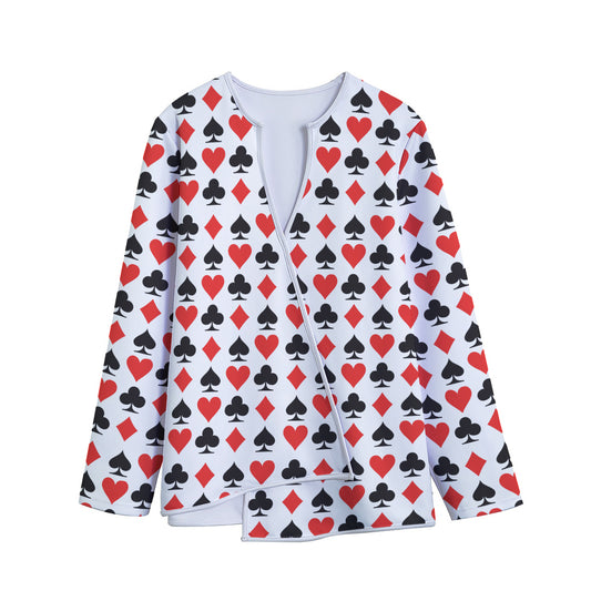 Playing Card Symbols Pattern Print Long Sleeve Short Coat
