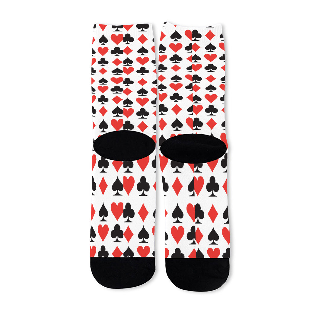 Playing Card Symbols Pattern Print Long Socks