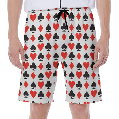 Playing Card Symbols Pattern Print Men's Beach Shorts