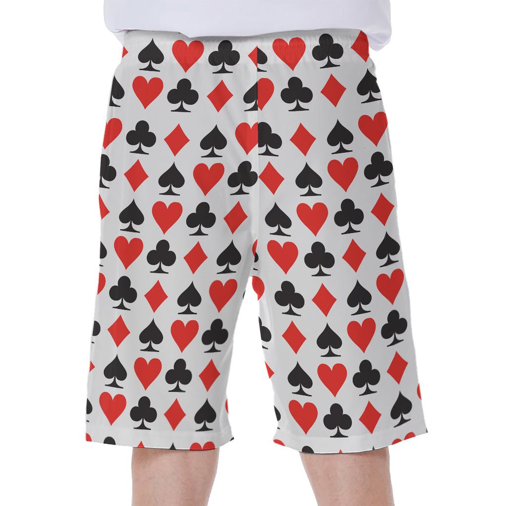 Playing Card Symbols Pattern Print Men's Beach Shorts