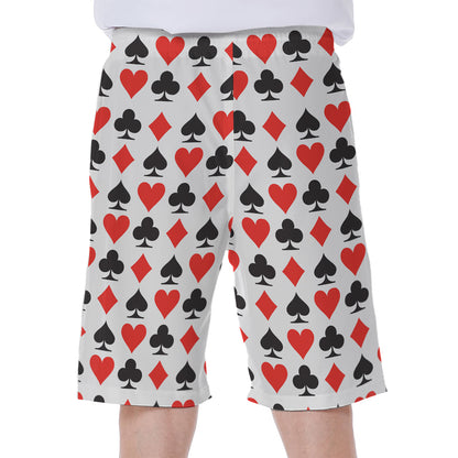 Playing Card Symbols Pattern Print Men's Beach Shorts