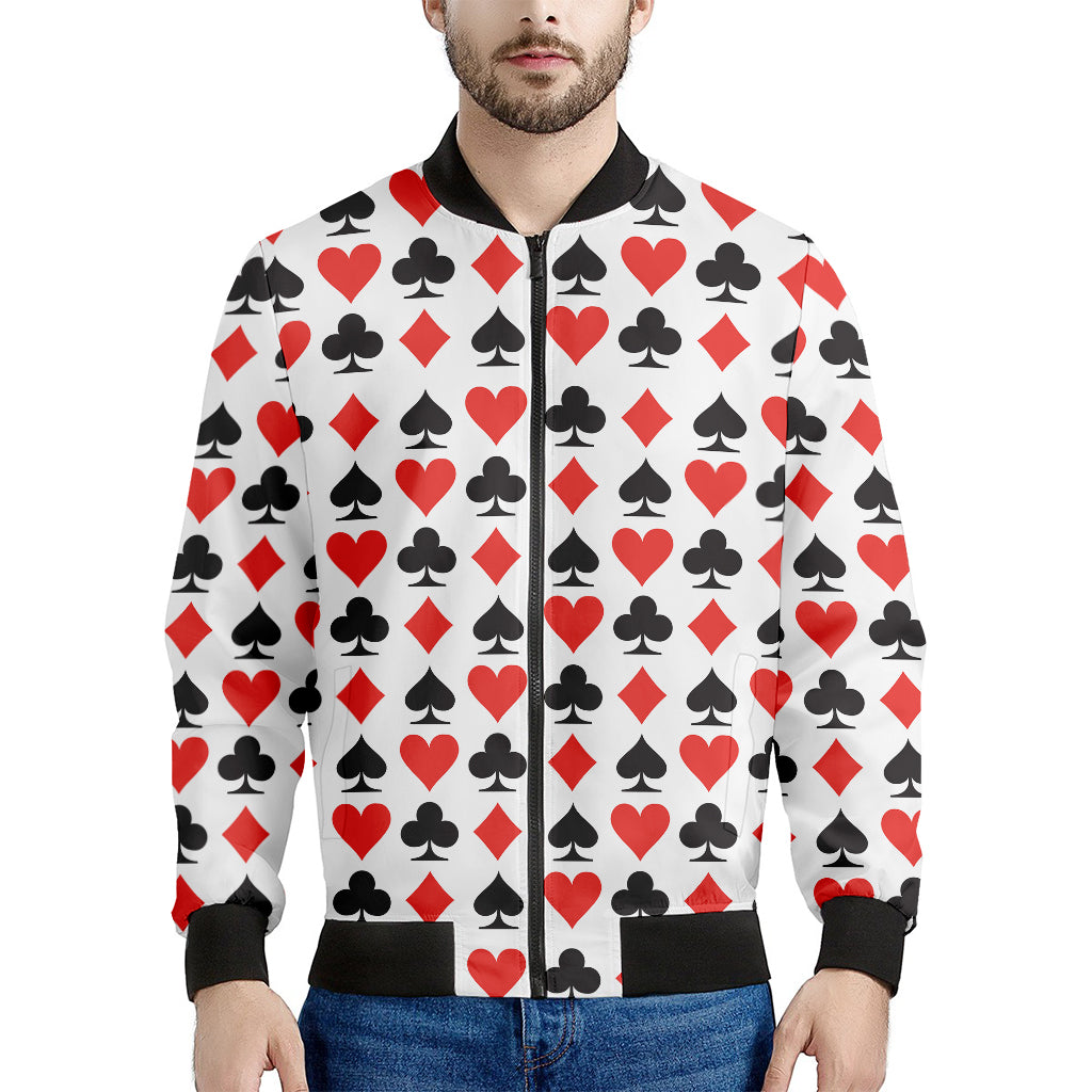 Playing Card Symbols Pattern Print Men's Bomber Jacket