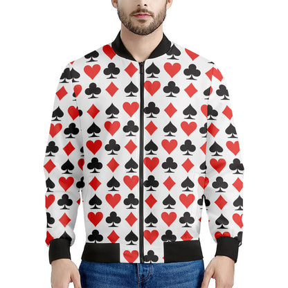 Playing Card Symbols Pattern Print Men's Bomber Jacket