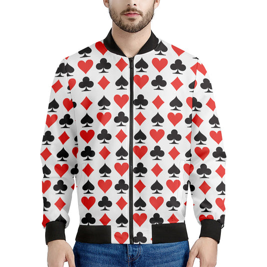 Playing Card Symbols Pattern Print Men's Bomber Jacket