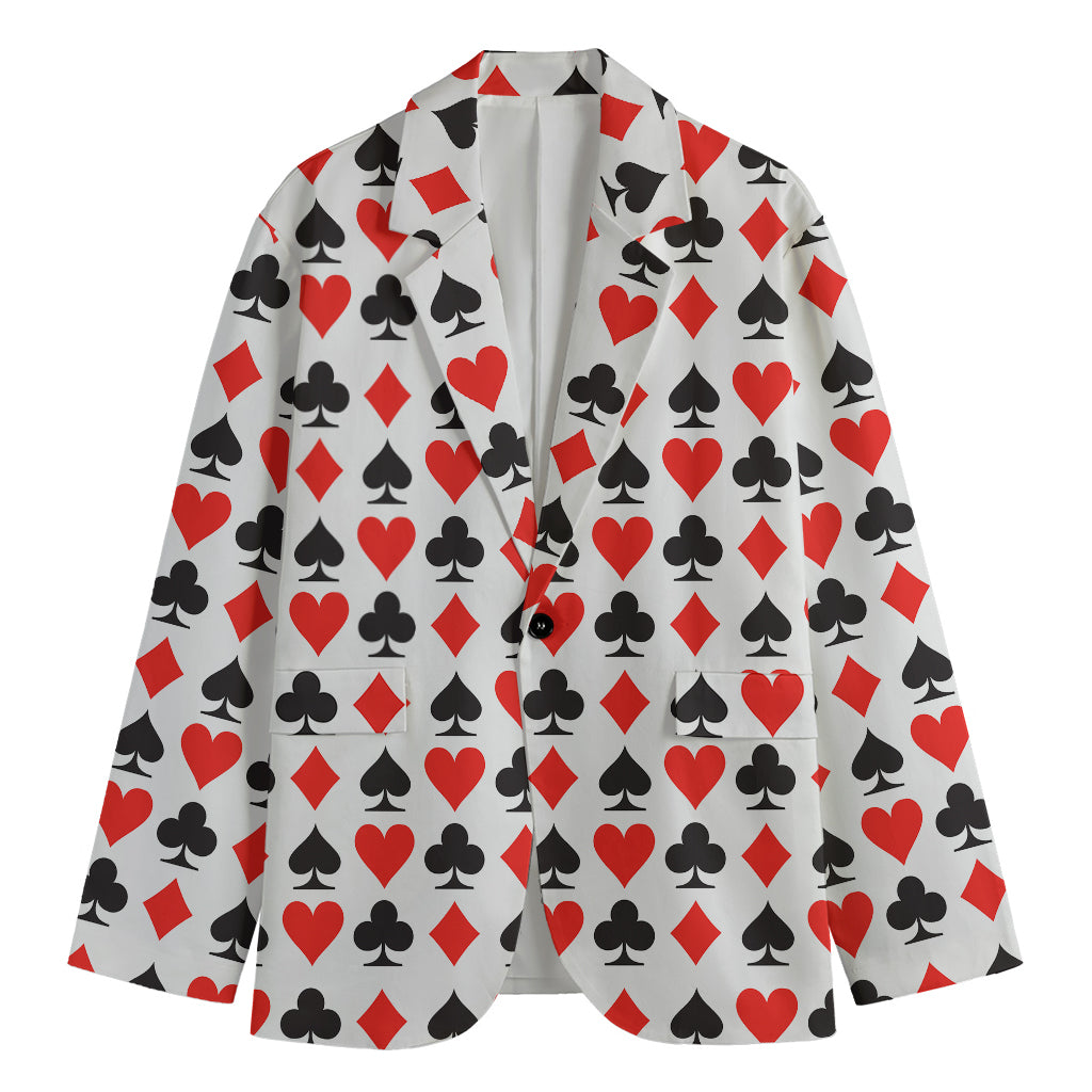 Playing Card Symbols Pattern Print Men's Cotton Blazer