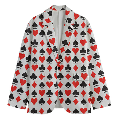 Playing Card Symbols Pattern Print Men's Cotton Blazer
