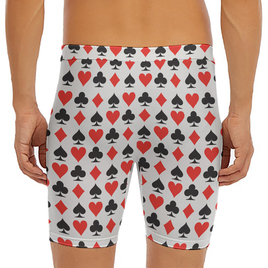 Playing Card Symbols Pattern Print Men's Long Boxer Briefs