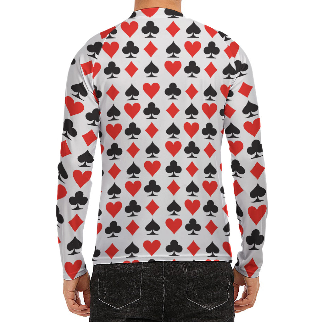 Playing Card Symbols Pattern Print Men's Long Sleeve Rash Guard