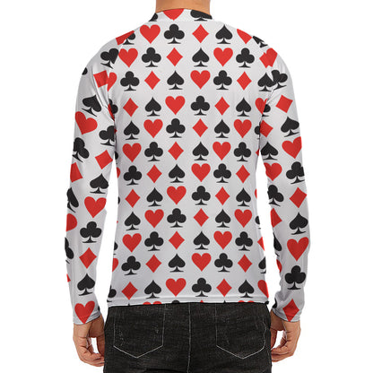 Playing Card Symbols Pattern Print Men's Long Sleeve Rash Guard