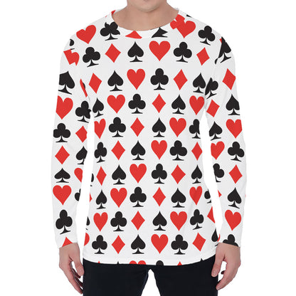 Playing Card Symbols Pattern Print Men's Long Sleeve T-Shirt