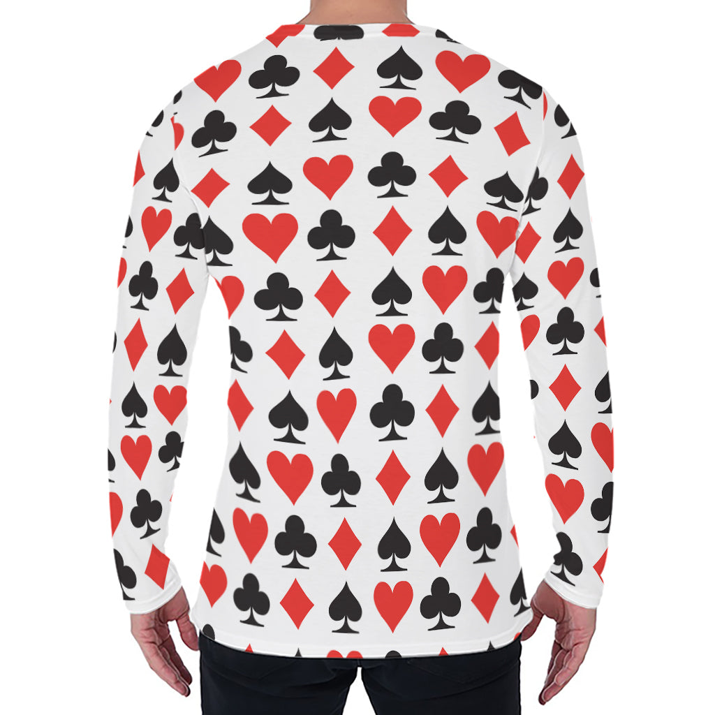 Playing Card Symbols Pattern Print Men's Long Sleeve T-Shirt